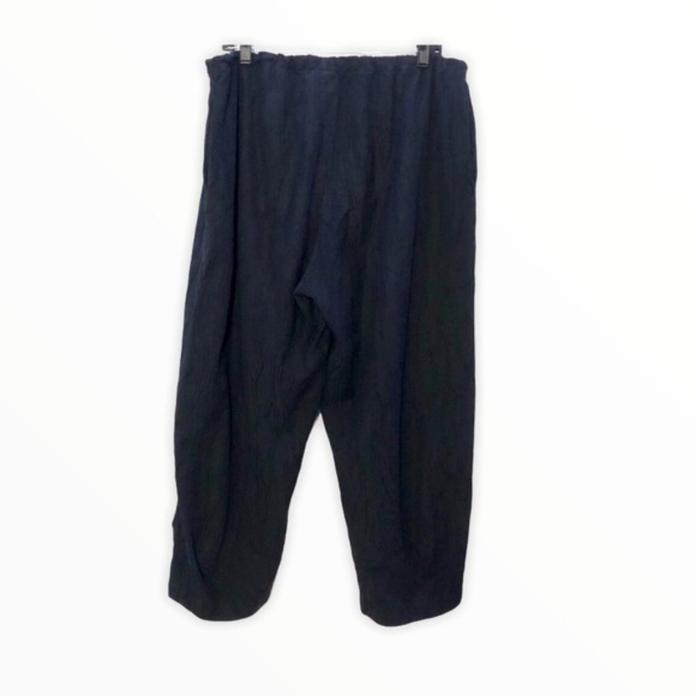 Niche Vintage Linen Blend Cropped Pants Black - Picture 2 of 10